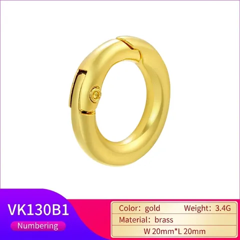 Spring Ring Clasp Connectors 18K Gold Plated Brass Heart Round Oval Shapes For DIY Jewelry Making Necklaces