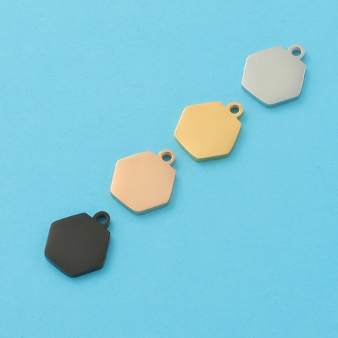 Dijes Colgantes Hexagonales Acero Inoxidable 304 Pulido Espejo Geométrico Para Fabricación Joyas DIY Collares
