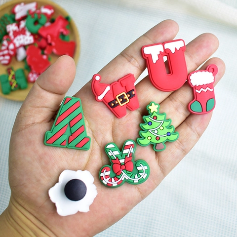 Weihnachten Alphabet Schuh Charms PVC Weichgummi Dekoration Für Clogs Zubehör Weihnachtsmann Schneemann Rentier Feiertagsstil