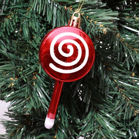 Pendenti Decorativi di Natale in Plastica Rosso Bianco Lecca Lecca Renna Gelato Stella Pupazzo di Neve Decorazione Sospesa per Albero di Natale Casa Festa