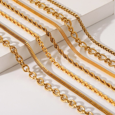 Collana A Catena In Acciaio Inossidabile Da Donna Placcata Oro 18K Resistente All'Acqua Anallergica Regolabile Maglia Corda Serpente Gioielli Di Moda