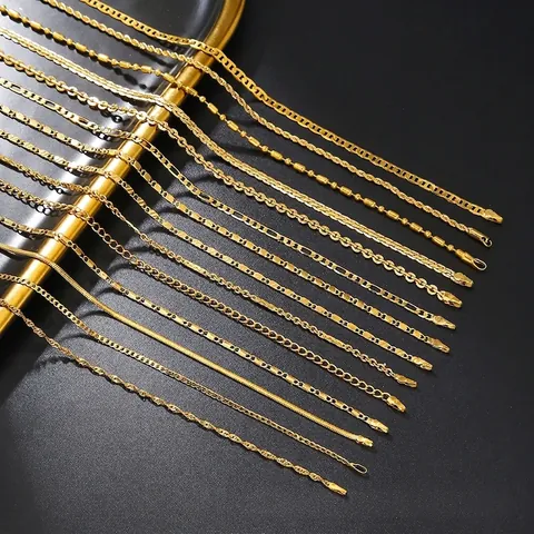 Stainless Steel Gold Plated Chain Necklace DIY Pendant Jewelry Minimalist Link Chains For Women Men