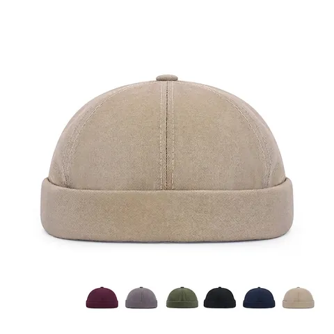 Gorro Docker De Algodón Retro Sin Ala Ajustable Color Sólido Gorra Miki Hip Hop Marinero Vintage Unisex
