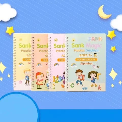 Quaderno Di Pratica Magica Per Bambini Riutilizzabile Scanalato Libro Di Scrittura Prescolare Alfabeto Numeri Matematica Disegno