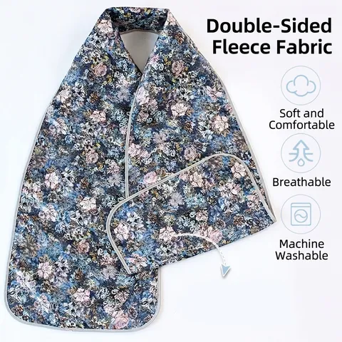 Waterdichte Slab Voor Volwassenen Senioren Oliebestendige Kledingbeschermer Voor Maaltijden Vintage Bloemenprint Polyester