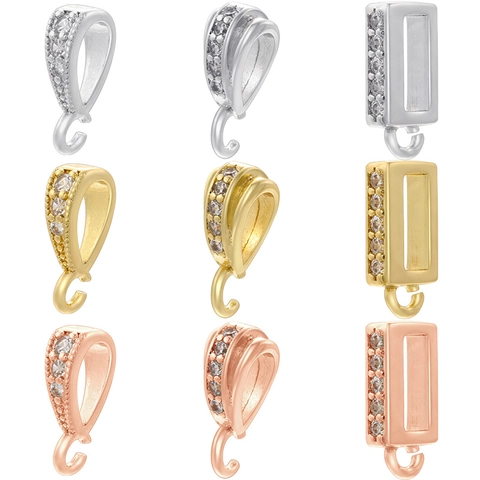 Cierre De Fianza Para Colgante Latón Chapado En Oro 18K Micro Pavé De Circonita Conector Para Fabricación De Joyas DIY Collar Pulsera Pendiente