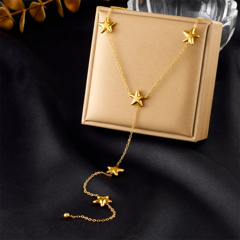 Y-Form Anhänger Halskette Edelstahl Stern Quaste Kette Vergoldet Minimalistischer Eleganter Schmuck Geschenk Für Frauen