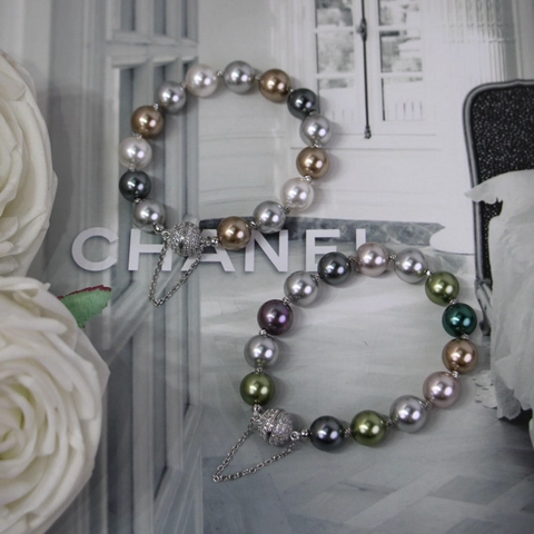 Maillard Style Multi-Color Artificial Pearl Bracelet For Women Rhinestone Magnetic Clasp Safety Chain Luxury Vintage Jewelry