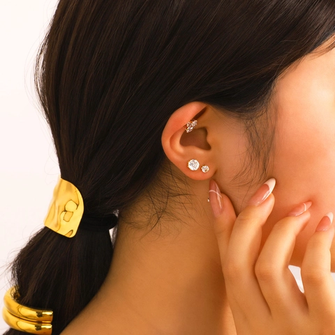 Ronde Zirkonia Kraakbeen Oorknopjes 18K Verguld Roestvrij Staal Waterdicht Hypoallergeen Sieraden Voor Dames Heren
