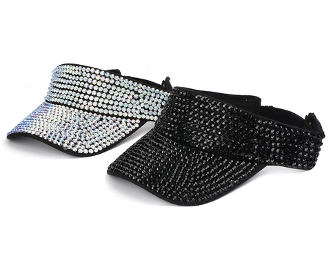 Sombrero Visera De Diamantes De Imitación Protección Solar Ala Ancha Ajustable Verano Exterior Moda Mujer