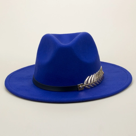 Vintage Wool Felt Fedora Hat With Metal Leaf Detail Belt Decoration For Men Women British Style Short Brim Jazz Hat Autumn Winter