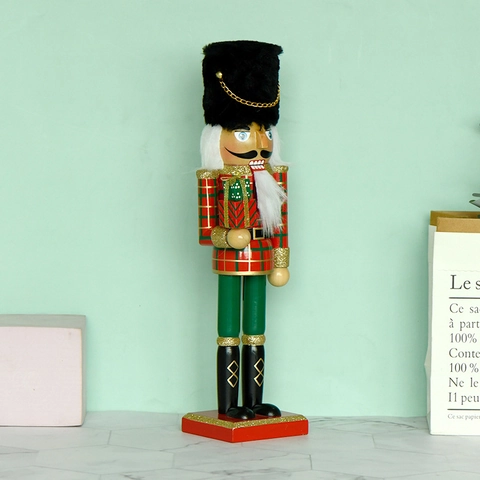 Holz Nussknacker Soldat König Deko Bemalt Rot Kariert Mit Geschenkbox Weihnachten Festlicher Tischschmuck