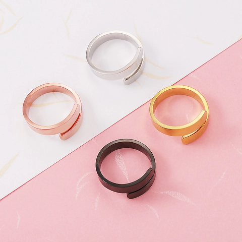Anillo Abierto Minimalista De Acero Inoxidable Ajustable Anillo De Dedo Envolvente Geométrico Cruzado Para Mujeres Hombres