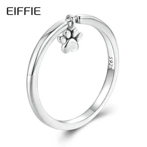 925 Sterling Silver Dog Paw Ring For Women Cute Animal Paw Print Dangle Ring Minimalist Fashion Jewelry Dainty Jewelry