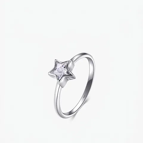 Anillo Stella In Argento Sterling 925 Per Donna Zirconia Gioielli Semplici Minimalisti Scintillanti Eleganti