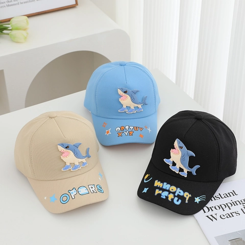 Cappellino Da Baseball Bambini Stampa Squalo Cartone Animato Misto Cotone Cappello Protezione Solare Aperto