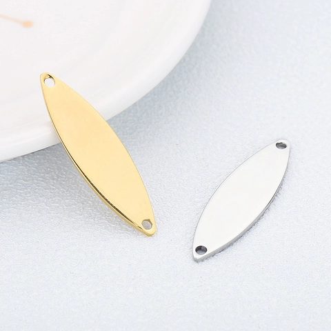 Colgantes Conectores Hoja De Sauce Ovalados De Acero Inoxidable Con Agujeros DIY Creación De Joyas Para Pulseras Minimalista Pulido