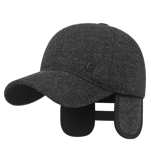 Heren Winter Honkbalpet Met Oorkleppen Pluche Voering Woltextuur Warm Winddicht Verstelbare Casual Outdoor Pet