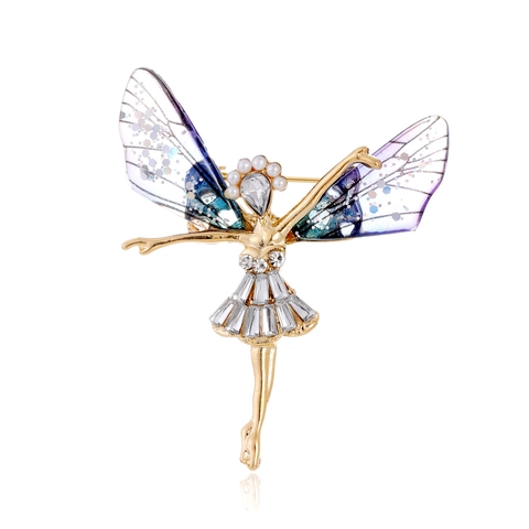 Spilla Fata Spilletta Elegante Ballerina Angelo Lega Rhinestone Gradiente Acrilico Ali Scintillanti Perla Artificiale Accessorio Donna
