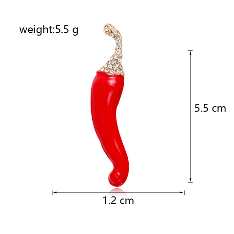 Red Chili Pepper Enamel Brooch Gold Plated Zinc Alloy Rhinestone Vegetable Lapel Pin For Women Men Fashion Jewelry Gift