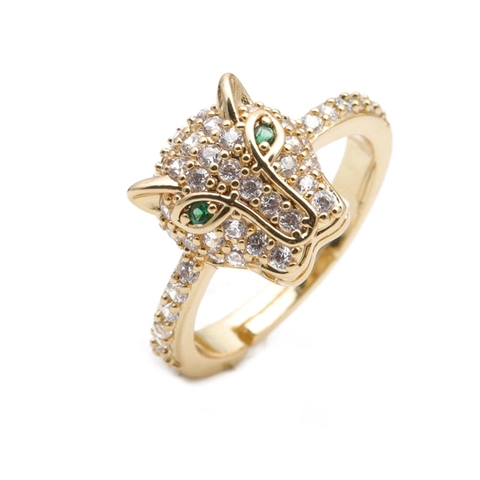 Fashion Copper Adjustable Rings Earrings Micro Pave Colorful Zircon Leopard Snake Initial Letter Jewelry For Women