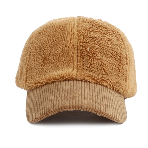 Cappello Da Baseball Patchwork In Velluto A Coste E Lana Di Agnello Sherpa Inverno Caldo Tinta Unita Regolabile