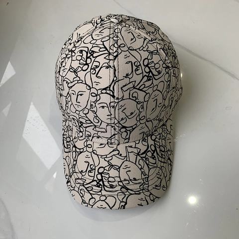 Modische Baseballkappe Mit Abstrakter Gesichtslinienkunst Baumwolle Sonnenschutz Outdoor Verstellbare Unisex Hut
