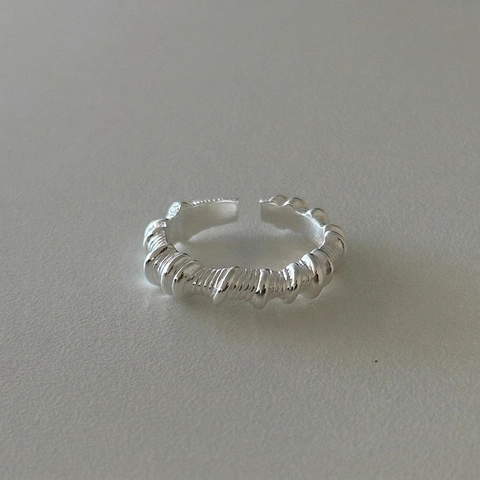 Anello Aperto Regolabile In Argento Sterling 925 Minimalista Texture Irregolare Gioielli Di Moda Geometrici