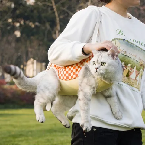 Portable Pet Carrier Bag Canvas Checkerboard Pattern Breathable Shoulder Crossbody For Cats Small Dogs Outdoor Travel