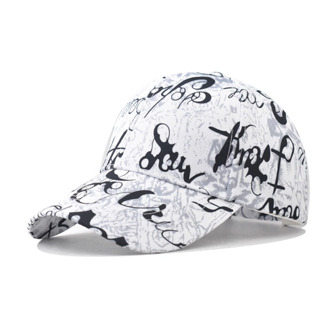 Graffiti Baseball Cap Cotton Polyester Breathable Sun Protection Outdoor Streetwear Adjustable Hat For Men Women