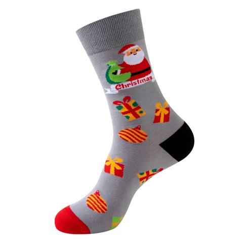 Christmas Socks For Men Women Cotton Mid-Calf Socks Santa Claus Snowman Christmas Tree Pattern Festive Party Socks Holiday Gift
