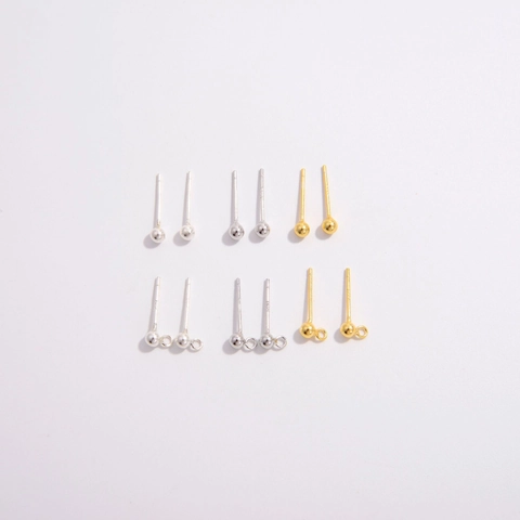 925 Sterling Silver Ball Stud Earring Posts With Closed Loop DIY Jewelry Making Findings Components