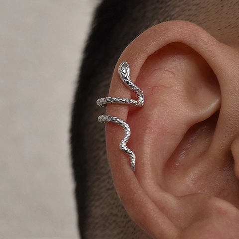 Schlangenform Ear Cuff Kupfer Metall Ohne Ohrloch Punk Mode Schmuck Für Damen
