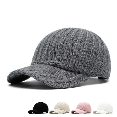 Gorra De Béisbol De Punto Invierno Cálida Cortavientos Acrílico Color Sólido Casual Ajustable Sombrero