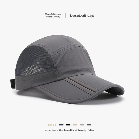 Foldable Quick-Dry Mesh Baseball Cap Sun Protection Outdoor Sports Breathable Adjustable Solid Color Hat For Men Women
