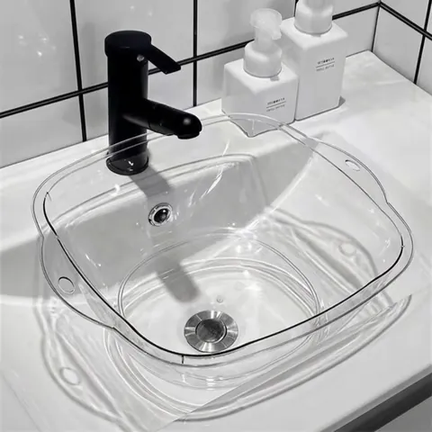 Transparente Quadratische Waschschüssel Verdickte Kunststoff Gesichtswaschschale Für Badezimmer Küche Wäsche Luxusstil