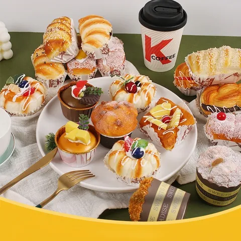 Modèles De Pain Et Gâteau Artificiels Réalistes Mousse PU Simulation Aliments Pour Décoration De Fenêtre Cuisine Accessoires