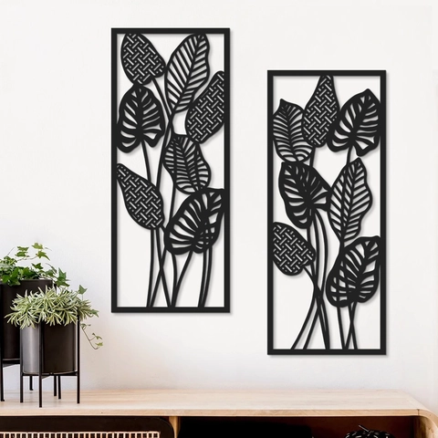 Moderna Decorazione da Parete In Legno a Forma di Foglia Intagliata Arte Appesa Foglia Tropicale per Soggiorno Camera da Letto Casa