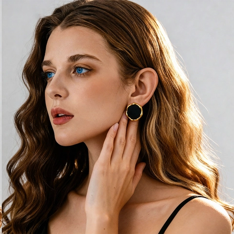 Geometric Stud Earrings Flocking Alloy Vintage Palace Style Women Accessory With 925 Sterling Silver Earring Post