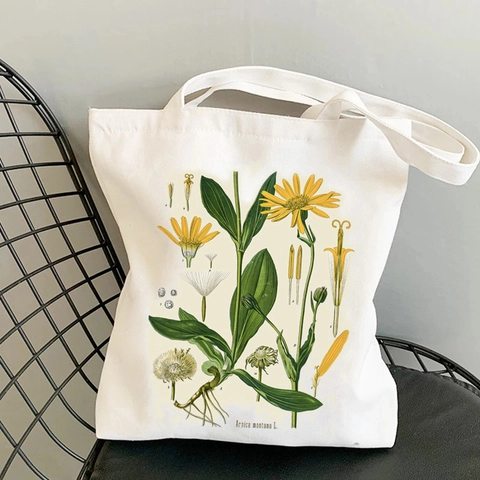 Botanical Flower Butterfly Print Canvas Tote Bag Retro Vintage Aesthetic Shoulder Shopping Bag Eco Friendly Reusable Cotton