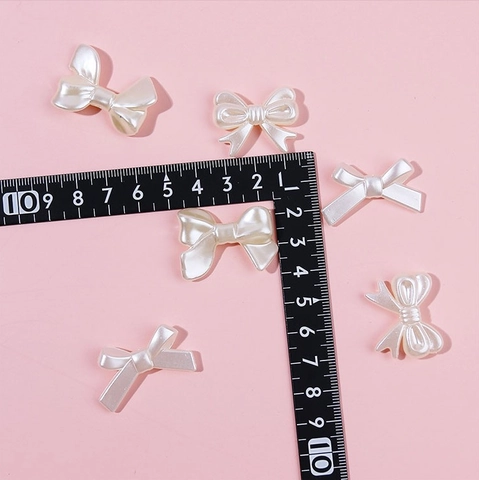Bowknot Resin Beads Faux Artificial Pearl Luster Charm For DIY Jewelry Making Phone Chain Hair Accessories Cute Sweet Kawaii