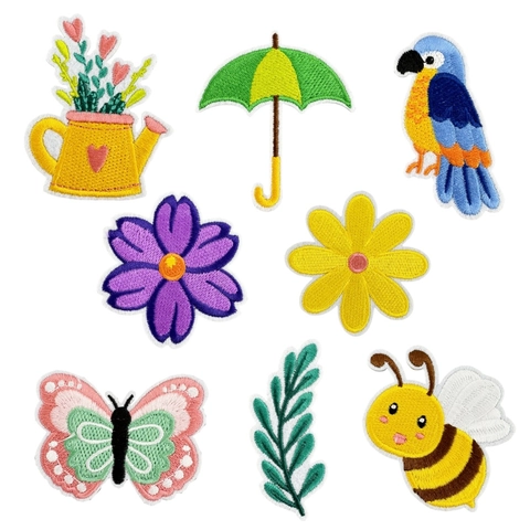 Patch Di Ricamo Cartone Animato Ape Fiore Farfalla Da Stirare Cucire Applique Decorative Per Abbigliamento Riparazione DIY