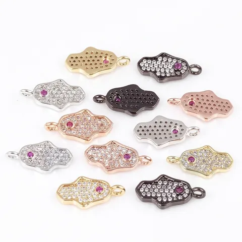 Hamsa Hand Böser Blick Anhänger Kupfer Zirkonia Eingelegt DIY Schmuckherstellung Zubehör Handgeste Stil Für Halsketten