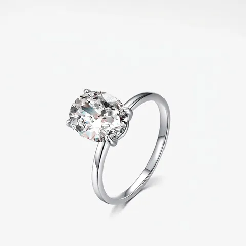 925 Sterling Silber Ring Für Damen Mit Ovalem Zirkonia Elegantes Krappen Design Minimalistisches Schmuck Geschenk