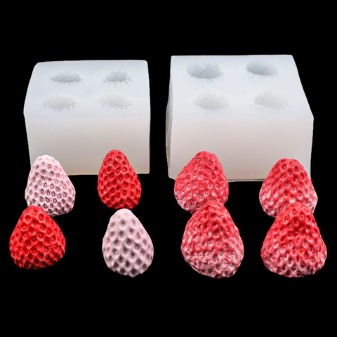 3D Strawberry Silicone Mold Fruit Shape For Cake Decorating Chocolate Candy Candle Soap Resin Clay DIY Handmade