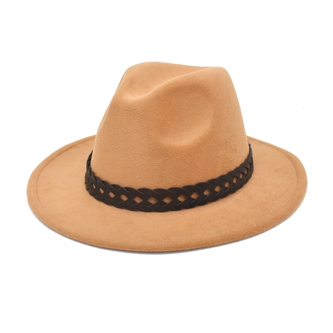 Classic Fedora Hat Woolen Felt Wide Brim Winter Warm Vintage Jazz Cap With Braided Band For Men Women Stylish Accessory