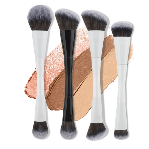 Doppelseitiger Make-up Pinsel Holzgriff Synthetikfaser Für Highlighting Konturierung Rouge Concealer Profi Beauty Tool