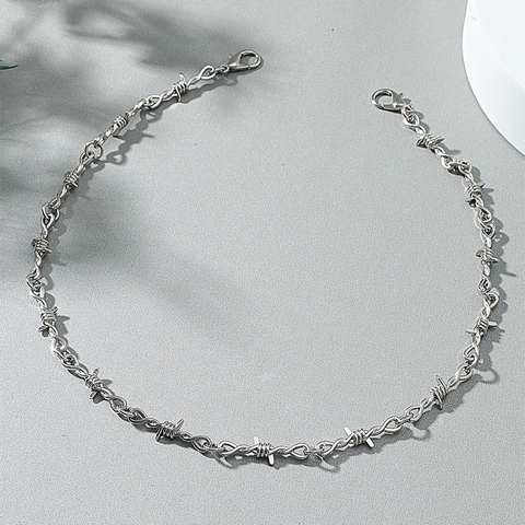 Barbed Wire Thorn Necklace And Bracelet Gothic Punk Hip Hop Alloy Jewelry Choker For Men Women Unisex Harajuku