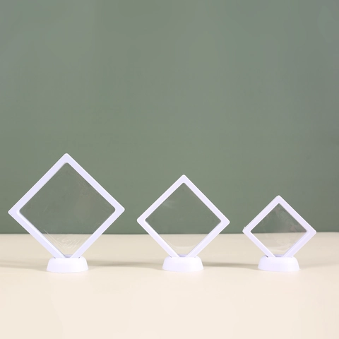 Transparente PE-Folie Schwebende Schmuckschatulle Kunststoff Display Ständer Box Für Halskette Ring Ohrring Aufbewahrung Geschenk Staubdichte Box