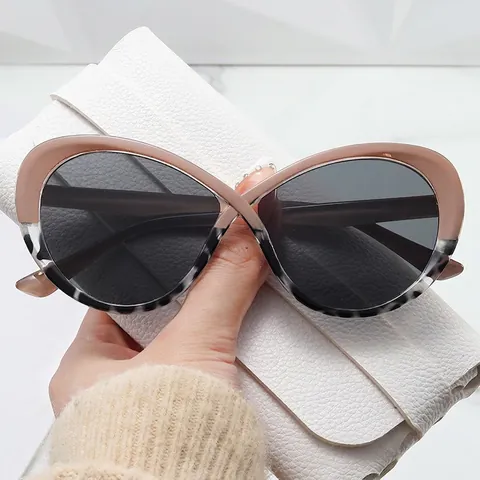 Occhiali Da Sole Cat Eye Per Donna Montatura PC Farfalla Grande Protezione UV400 Moda Esterno